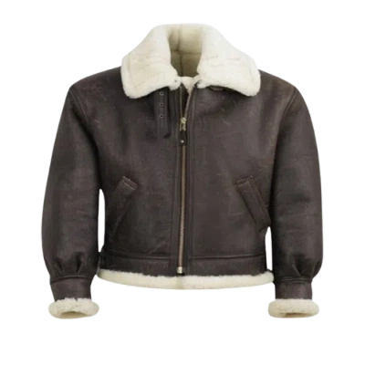 Pre-owned Alpha B-3 Shearling Brown Bomber Jacket