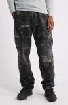 Alpha Industries Acu Straight Leg Cargo Pants In Black Blur Camo