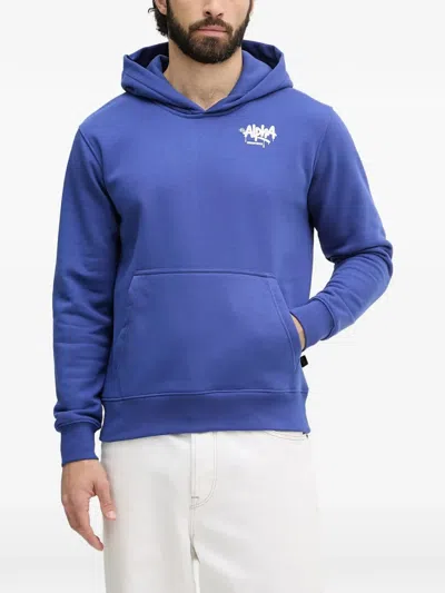 Alpha Industries Alpha Signature Logo-print Hoodie In Blue