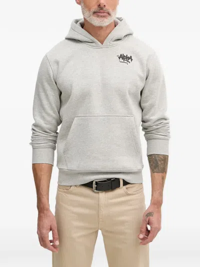 Alpha Industries Alpha Signature Logo-print Pouch-pocket Hoodie In Gray