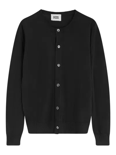 Alpha Industries Alpha Studio Button Cardigan In Black