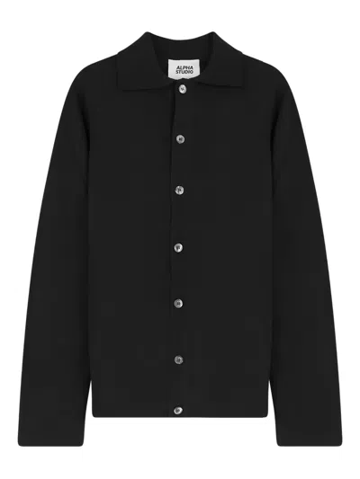 Alpha Industries Alpha Studio Buttoned Cardigan In Black