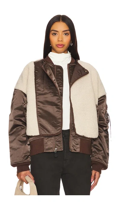Alpha Industries B-15 Sherpa Hybrid Jacket In Brown