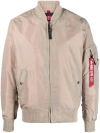 Alpha Industries Zip Fastening Bomber Jacket In Sabbia