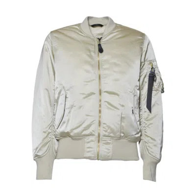 Alpha Industries Beige Bomber Jacket With Ribbed Cuffs And Zippered Pocket In Gray