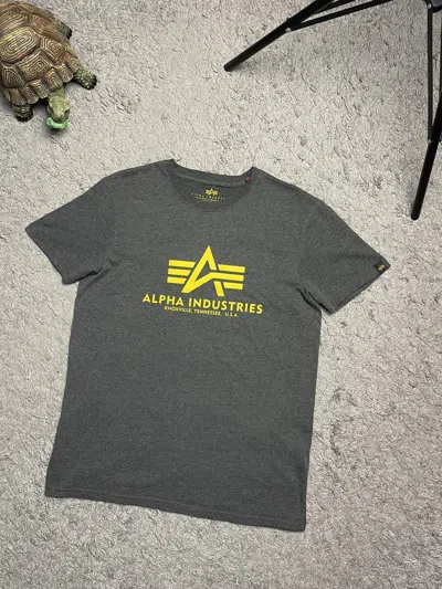 Pre-owned Alpha Industries Big Central Logo T-shirt Size S In Grey