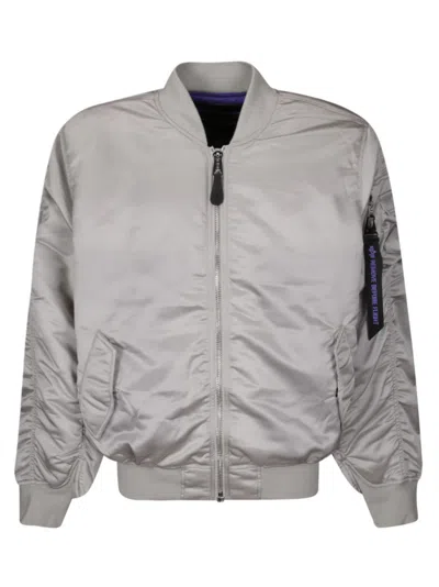 Alpha Industries Bomber Jacket With Zip Front Closure In Grey