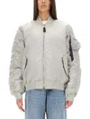 Alpha Industries Quilted Zip-front Bomber Jacket In Gray