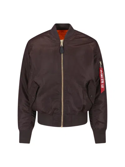 Alpha Industries Brown Nylon Reversible Ma-1 Bomber Jacket