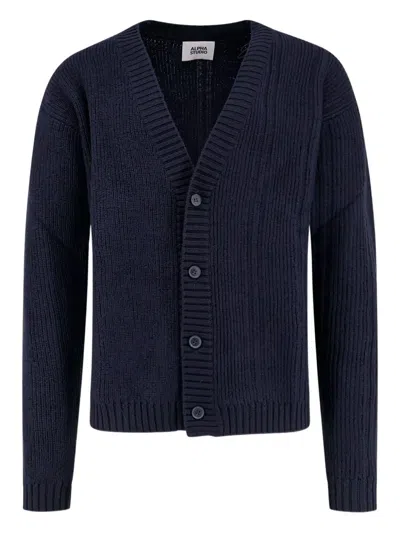 Alpha Industries Button Cardigan In Blue