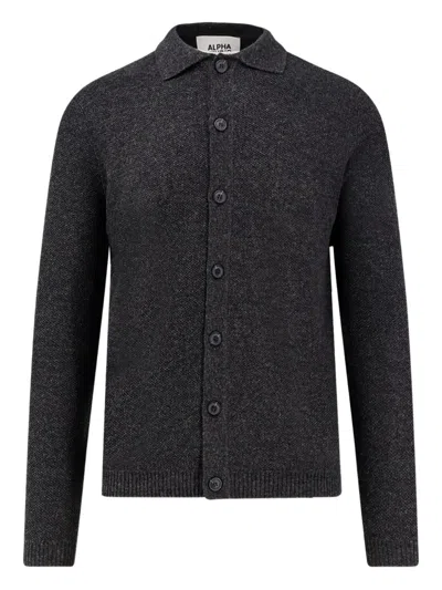 Alpha Industries Buttoned Cardigan In Gray