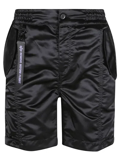 Alpha Industries Buttoned Nylon Shorts In Black