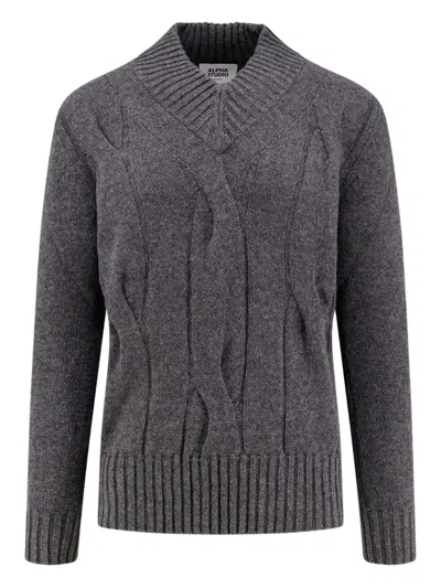 Alpha Industries Cable-knit Sweater In Gray