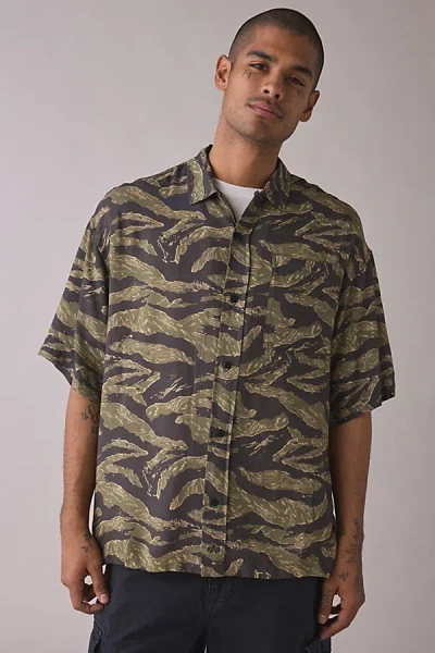 Alpha Industries Camo Short Sleeve Shirt Top In Tiger Camo, Men's At Urban Outfitters In Multi