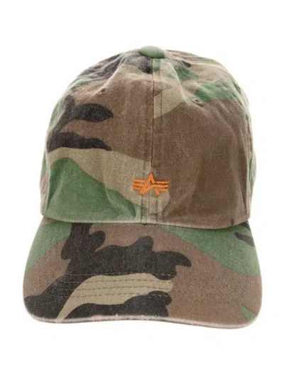 Pre-owned Alpha Industries Camouflage Hat In Green
