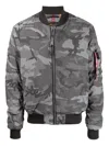 Alpha Industries Camouflage-print Bomber Jacket In Gray