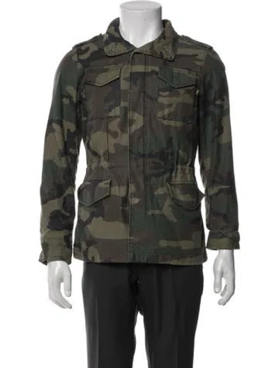 Pre-owned Alpha Industries Camouflage Print Utility Jacket In Green