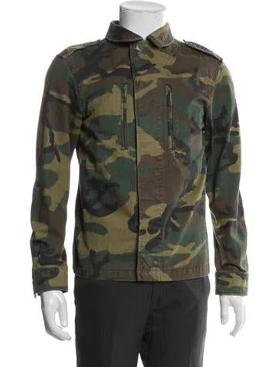 Pre-owned Alpha Industries Camouflage Print Utility Jacket In Green
