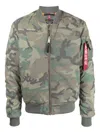 Alpha Industries Camouflage Zip-up Bomber Jacket In Multi