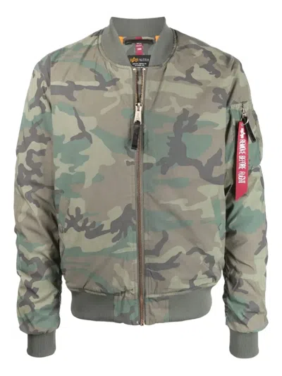 Alpha Industries Camouflage Zip-up Bomber Jacket In Multi