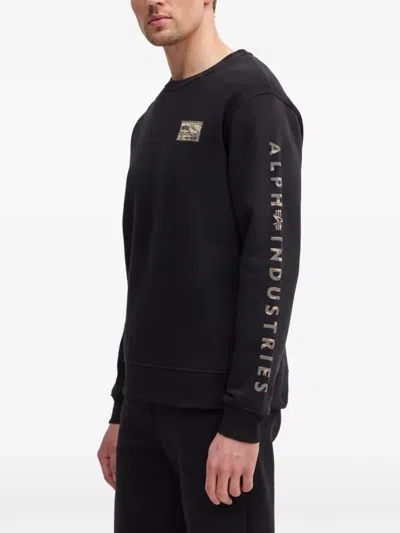 Alpha Industries Camouflage-patch Sweatshirt In Black