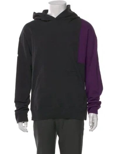 Pre-owned Alpha Industries Colorblock Pattern Mock Neck Hoodie In Blue