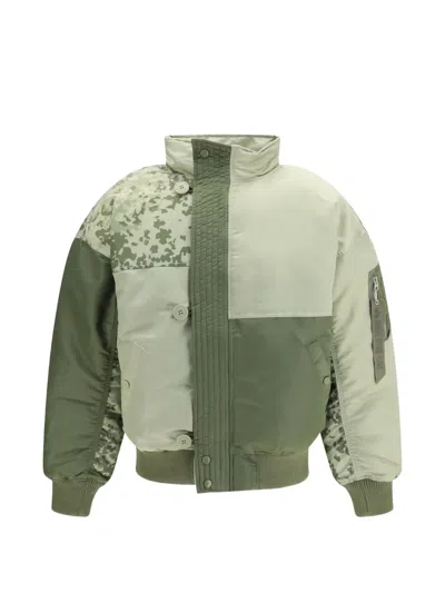 Alpha Industries Colour-block Camouflage-print Bomber Jacket In Green