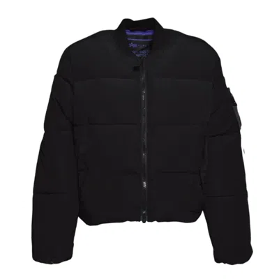 Alpha Industries Cropped Bomber-style Ma-1 Puffer Jacket With Utility Pocket In Black