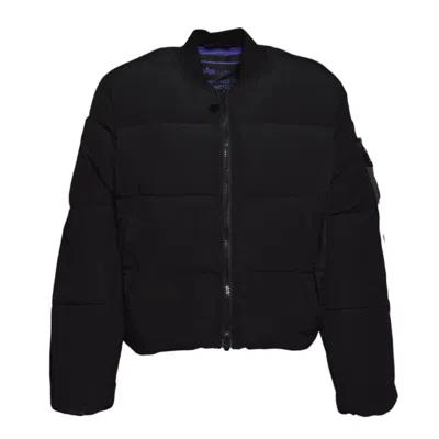 ALPHA INDUSTRIES CROPPED BOMBER-STYLE MA-1 PUFFER JACKET WITH UTILITY POCKET