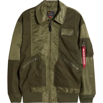 Alpha Industries Cwu 36/p Mod Mixed Media Jacket In Og-107 Green