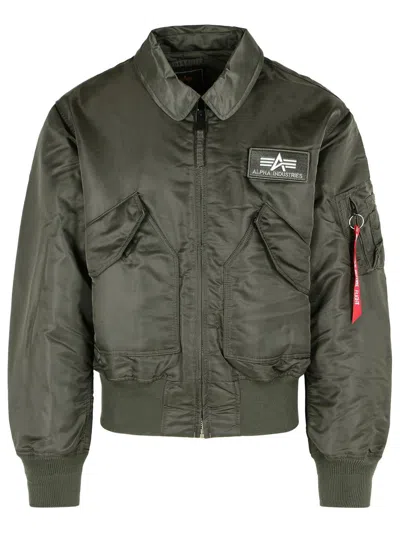Alpha Industries 'cwu-45 Heritage' 'rep.grey' Nylon Bomber Jacket In Green