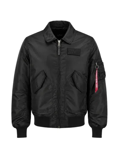 Alpha Industries Cwu-36/p Tt Logo-patch Zip-up Jacket In Black