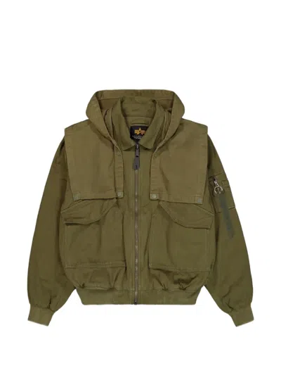 Alpha Industries Cwu-45/p D-tec Hooded Bomber Jacket In Green