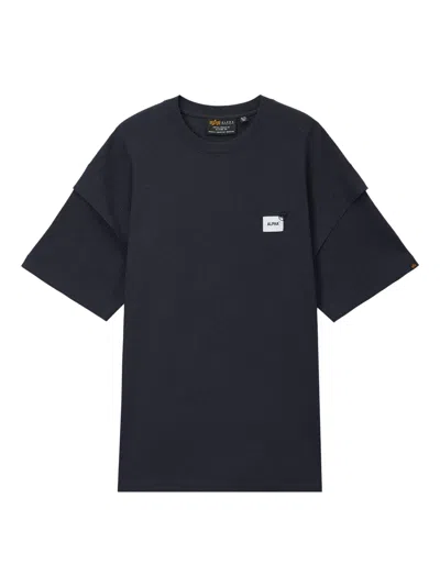 Alpha Industries Double-layered Waffle-knit T-shirt In Black