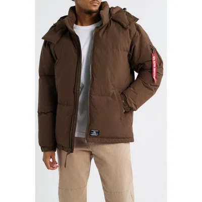 Alpha Industries Down & Feather Puffer Parka In Brown