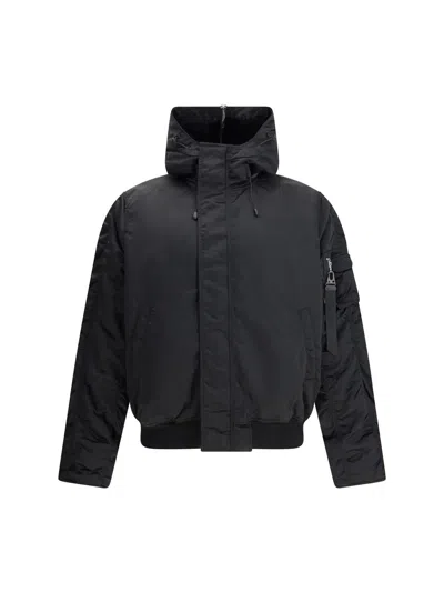Alpha Industries Hooded Zip Bomber Jacket In Black