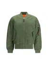 Alpha Industries Ma-1 Vf 59 Long Bomber Jacket Dark Green Nylon Bomber Jacket In Green