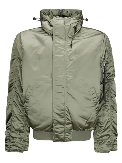 Alpha Industries Drawstring Hooded Bomber Jacket With Double-slider Zip And Magnetic Buttons In Multi