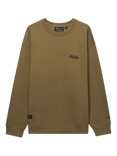 Alpha Industries Embroidered-logo Crew-neck Sweatshirt In Neutral