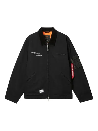 Alpha Industries Embroidered Pocket Jacket In Black