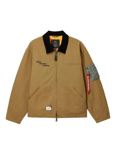 Alpha Industries Embroidered Sleeve Pocket Jacket In Green