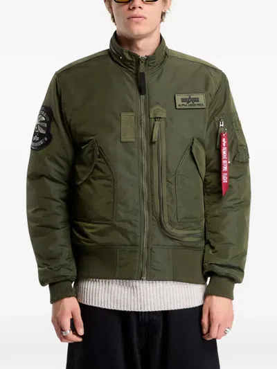 Alpha Industries Engine Bomber Jacket In Green