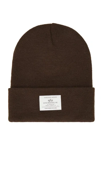 Alpha Industries Essential Beanie In Brown