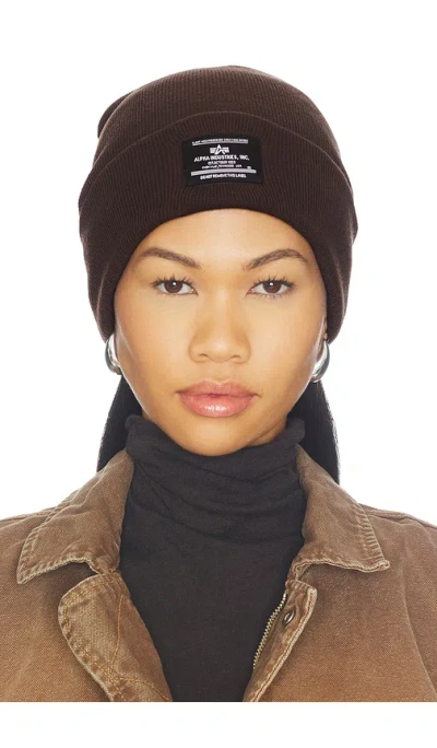 Alpha Industries Essential Beanie In Brown
