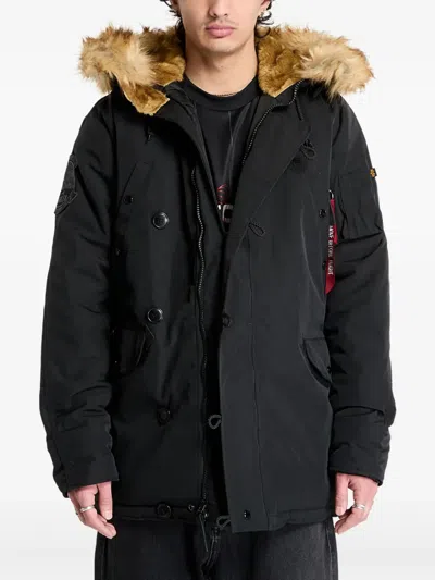Alpha Industries Explorer Fur-trimmed Parka Jacket In Black
