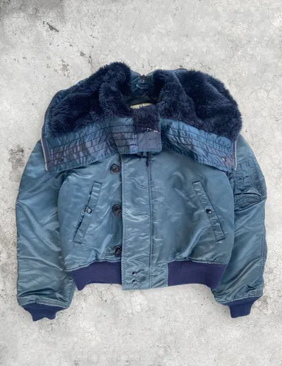 Pre-owned Alpha Industries Faded Vintage N2b Bomber Jacket In Blue