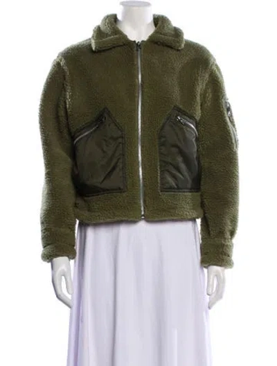 Pre-owned Alpha Industries Faux Fur Jacket In Green