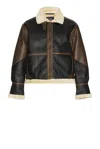 Alpha Industries Faux Leather B-3 Mod Jacket In Brown