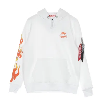 Alpha Industries Flame Hoody X Hot Wheels White Men's Hoodie