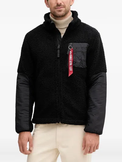 Alpha Industries Fleece Zipped Jacket In Black